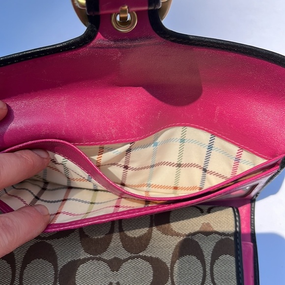 Coach Signature Checkbook Wallet Leather Classic Designer Money Credit Cards - Picture 5 of 9